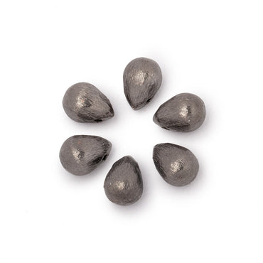 10x7mm Black Gold Plated Copper Brushed Tear Drop Set of 6 Beads (ONLINE ORDER ONLY)