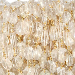 10x7mm Citrine faceted oval Gold plated Chain by the foot 21 pieces (ONLINE ORDER ONLY)