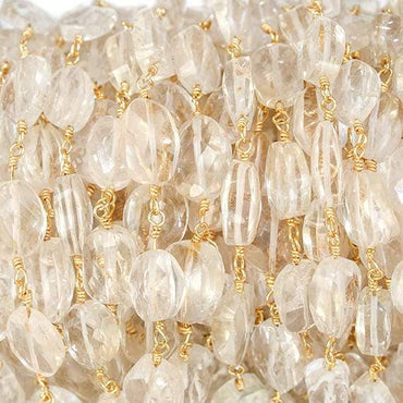 10x7mm Citrine faceted oval Gold plated Chain by the foot 21 pieces (ONLINE ORDER ONLY)