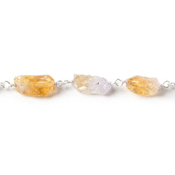 10x7mm Citrine hammer faceted rectangle Silver plated Chain 19 pieces (ONLINE ORDER ONLY)