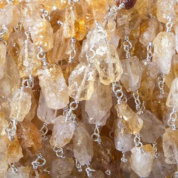 10x7mm Citrine hammer faceted rectangle Silver plated Chain 19 pieces (ONLINE ORDER ONLY)