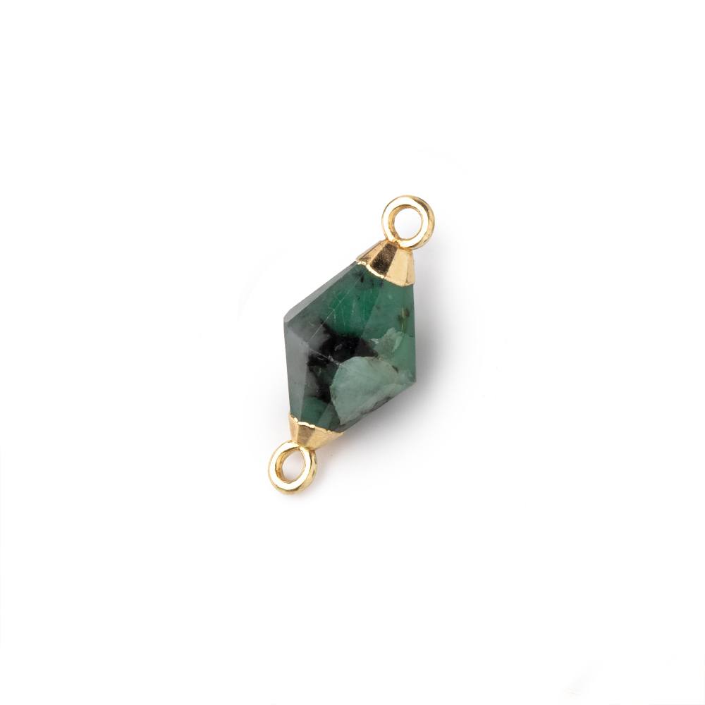 10x7mm Gold Leaf Emerald Faceted Bi-Cone Connector 1 focal piece (ONLINE ORDER ONLY)