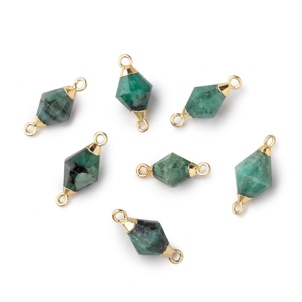 10x7mm Gold Leaf Emerald Faceted Bi-Cone Connector 1 focal piece (ONLINE ORDER ONLY)