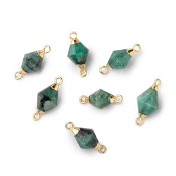 10x7mm Gold Leaf Emerald Faceted Bi-Cone Connector 1 focal piece (ONLINE ORDER ONLY)