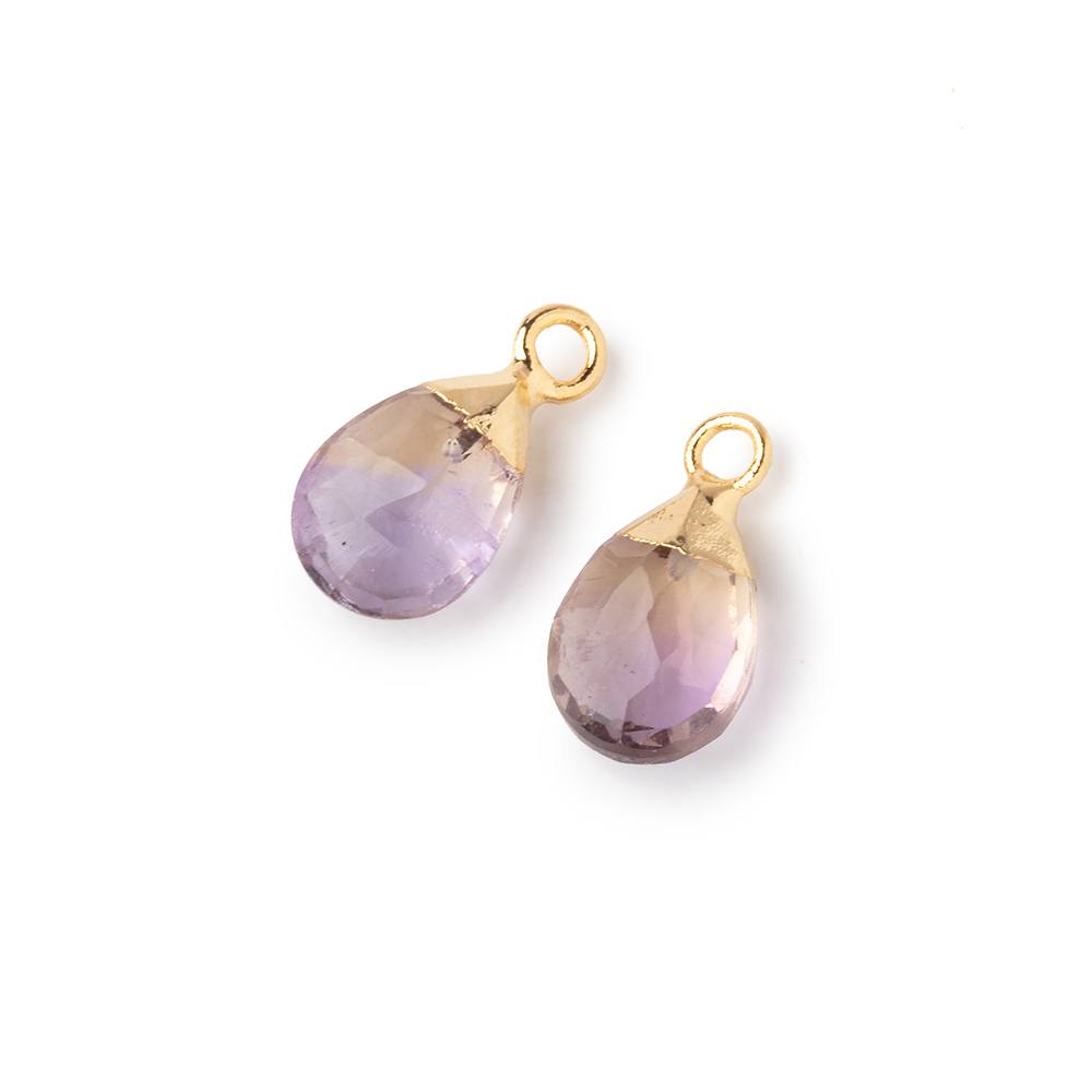 10x7mm Gold Leafed Ametrine Faceted Pear Set of 2 Pendants (ONLINE ORDER ONLY)
