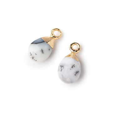 10x7mm Gold Leafed Dendritic Opal Faceted Pear Set of 2 Pendants (ONLINE ORDER ONLY)