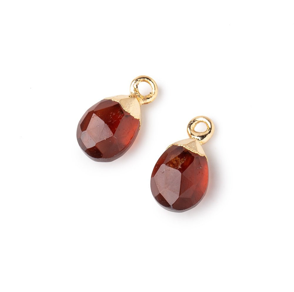 10x7mm Gold Leafed Hessonite Garnet Faceted Pear Set of 2 Pendants (ONLINE ORDER ONLY)