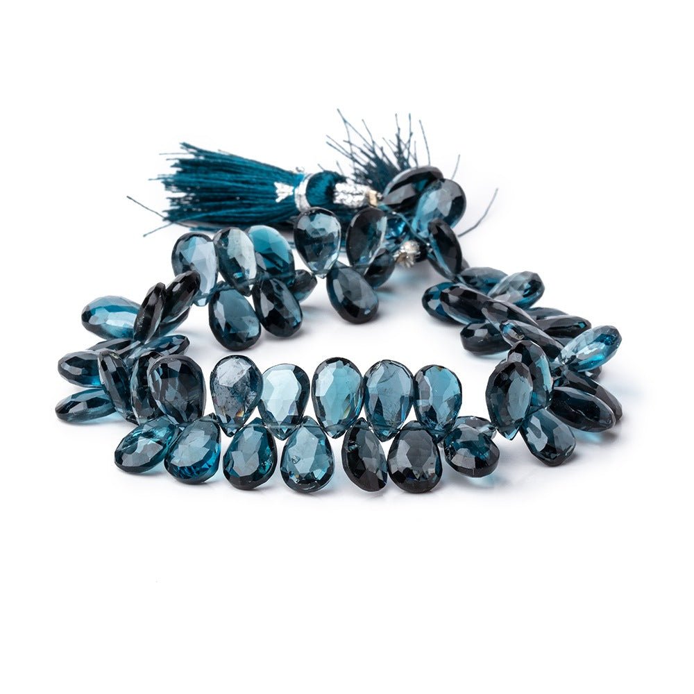 10x7mm London Blue Topaz Faceted Pear Beads 8 inch 58 pieces AA (ONLINE ORDER ONLY)