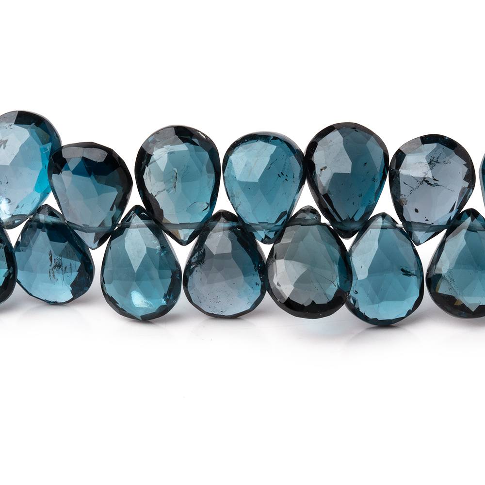 10x7mm London Blue Topaz Faceted Pear Beads 8 inch 58 pieces AA (ONLINE ORDER ONLY)