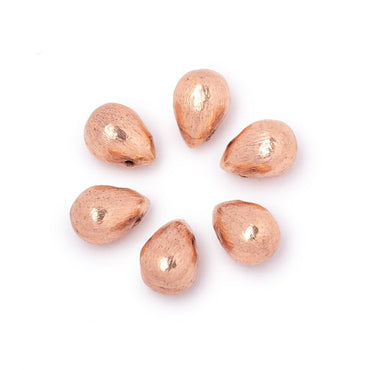 10x7mm Rose Gold Plated Copper Brushed Tear Drop Set of 6 Beads (ONLINE ORDER ONLY)