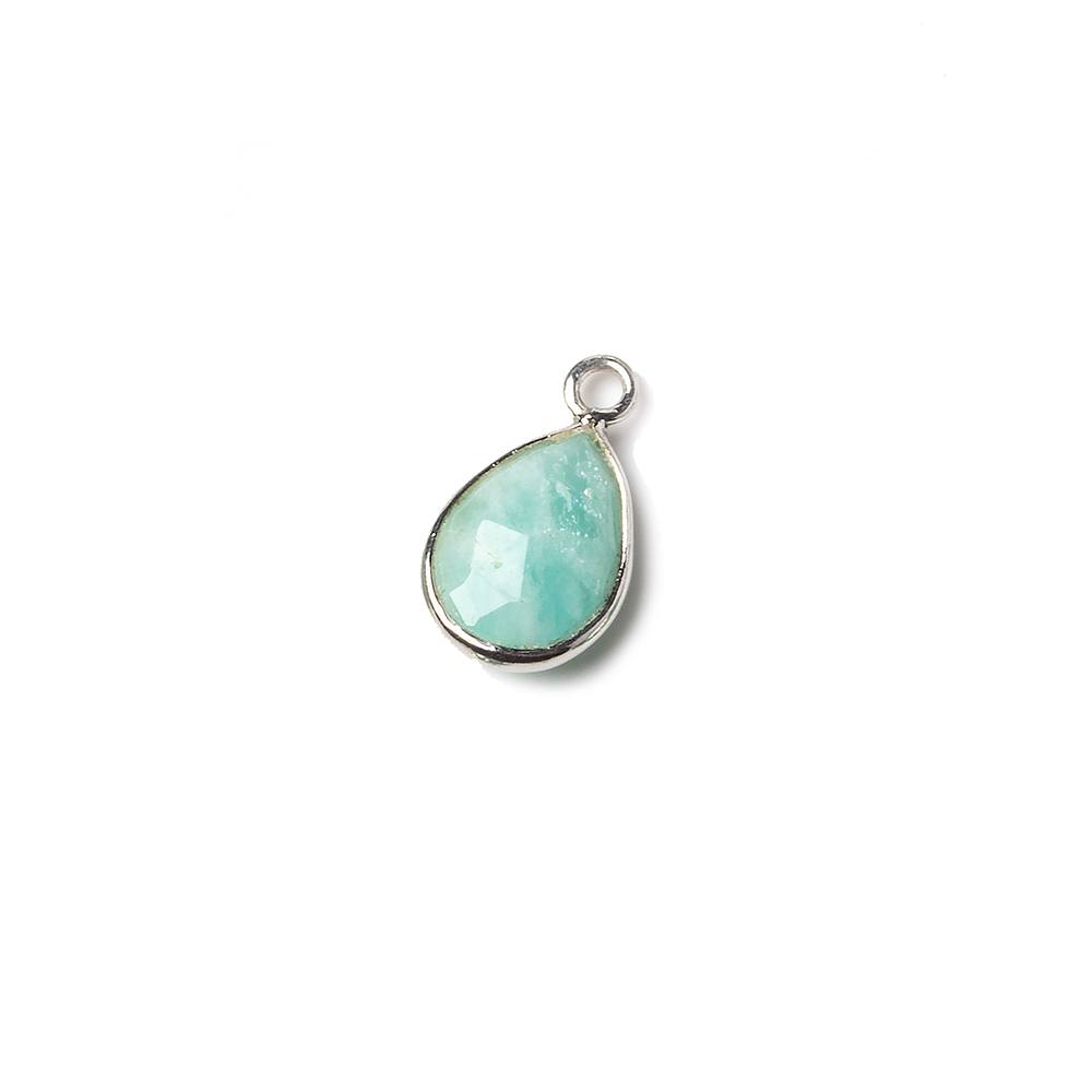 10x8.5mm Sterling Silver Bezel Amazonite faceted pear Petite Pendant 1 piece (ONLINE ORDER ONLY)
