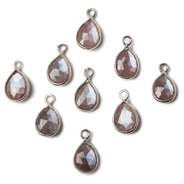 10x7mm Sterling Silver Bezel Chocolate Moonstone faceted pear Petite Pendant 1 piece (ONLINE ORDER ONLY)