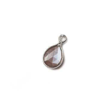 10x7mm Sterling Silver Bezel Chocolate Moonstone faceted pear Petite Pendant 1 piece (ONLINE ORDER ONLY)