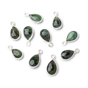 10x7mm Sterling Silver Bezel Green Tourmaline Faceted Pear 1 Pendant (ONLINE ORDER ONLY)