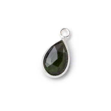 10x7mm Sterling Silver Bezel Green Tourmaline Faceted Pear 1 Pendant (ONLINE ORDER ONLY)