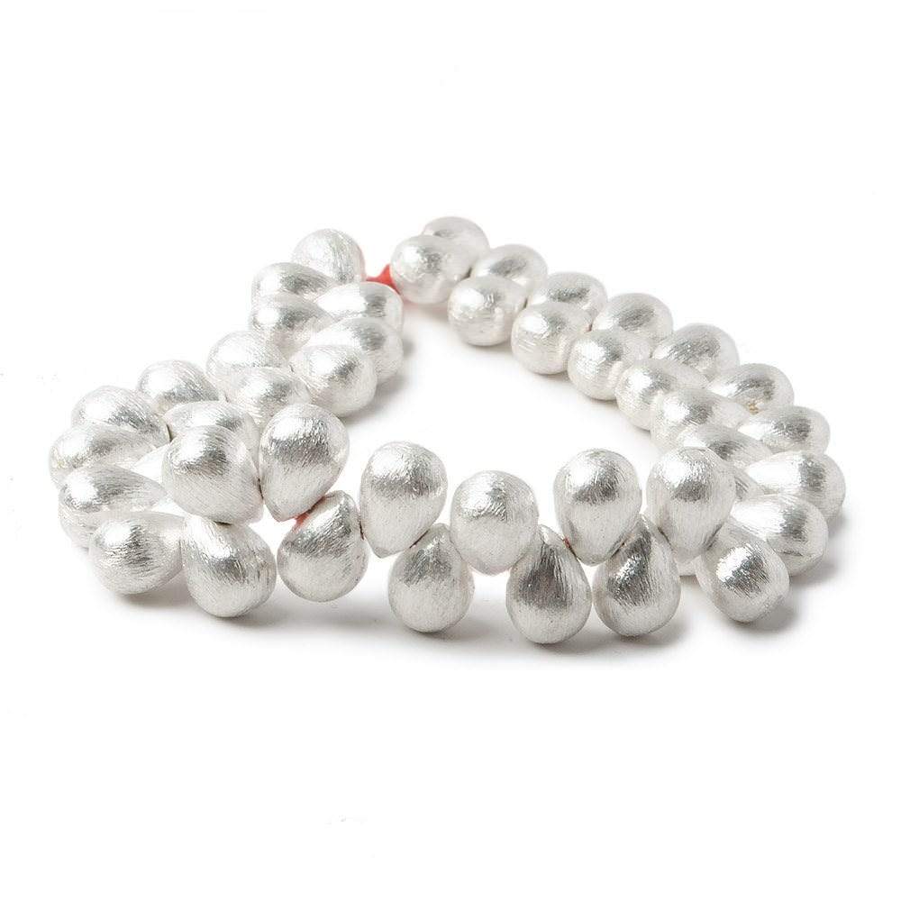 10x7mm Sterling Silver plated Copper Brushed Tear Drop Beads 8 inch 46 pcs (ONLINE ORDER ONLY)