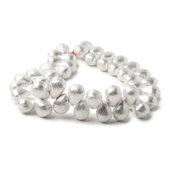 10x7mm Sterling Silver plated Copper Brushed Tear Drop Beads 8 inch 46 pcs (ONLINE ORDER ONLY)