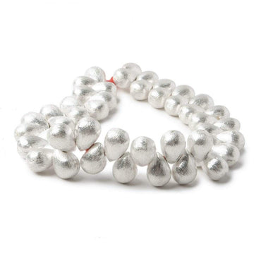 10x7mm Sterling Silver plated Copper Brushed Tear Drop Beads 8 inch 46 pcs (ONLINE ORDER ONLY)