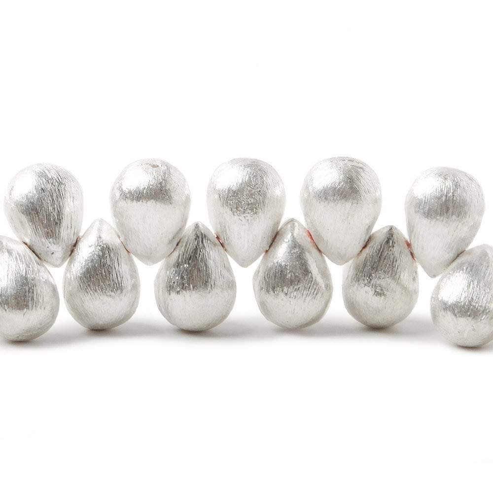 10x7mm Sterling Silver plated Copper Brushed Tear Drop Beads 8 inch 46 pcs (ONLINE ORDER ONLY)