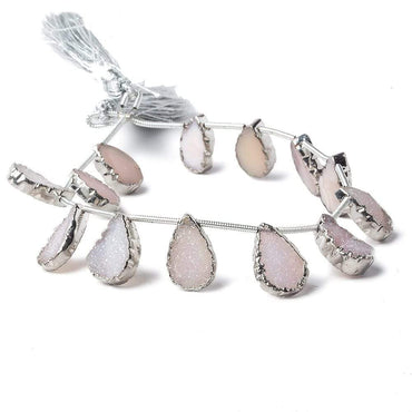10x7mm to 12x8mm Silver Leafed Pink Translucent Drusy Strand 8 inch 12 pieces (ONLINE ORDER ONLY)