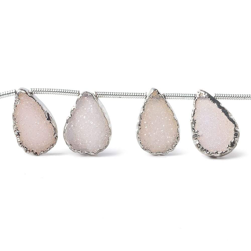 10x7mm to 12x8mm Silver Leafed Pink Translucent Drusy Strand 8 inch 12 pieces (ONLINE ORDER ONLY)