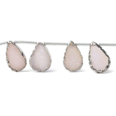 10x7mm to 12x8mm Silver Leafed Pink Translucent Drusy Strand 8 inch 12 pieces (ONLINE ORDER ONLY)