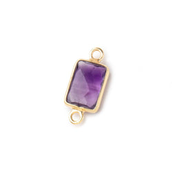 10x7mm Vermeil Bezel Amethyst Faceted Rectangle Connectors 1 piece (ONLINE ORDER ONLY)