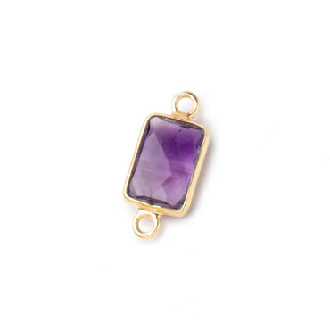 10x7mm Vermeil Bezel Amethyst Faceted Rectangle Connectors 1 piece (ONLINE ORDER ONLY)
