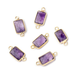 10x7mm Vermeil Bezel Amethyst Faceted Rectangle Connectors 1 piece (ONLINE ORDER ONLY)