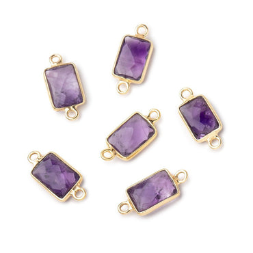 10x7mm Vermeil Bezel Amethyst Faceted Rectangle Connectors 1 piece (ONLINE ORDER ONLY)
