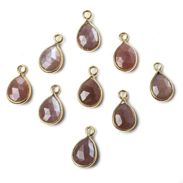 10x7mm Vermeil Bezel Chocolate Moonstone faceted pear Petite Pendant 1 piece (ONLINE ORDER ONLY)