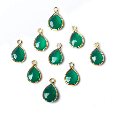 10x7mm Vermeil Bezel Green Onyx faceted pear Petite Pendant 1 piece (ONLINE ORDER ONLY)