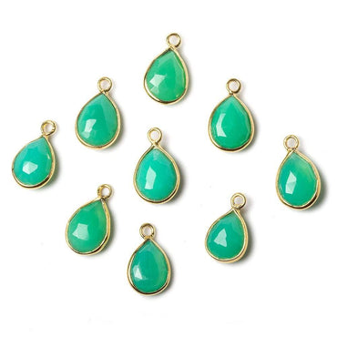 10x7mm Vermeil Bezel Mint Green Onyx faceted pear Petite Pendant 1 piece (ONLINE ORDER ONLY)