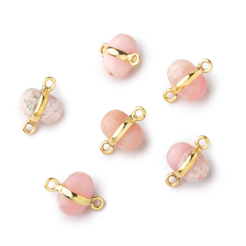 10x7mm Vermeil Bezel Pink Peruvian Opal Plain Oval Connector 1 Focal piece (ONLINE ORDER ONLY)
