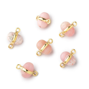 10x7mm Vermeil Bezel Pink Peruvian Opal Plain Oval Connector 1 Focal piece (ONLINE ORDER ONLY)