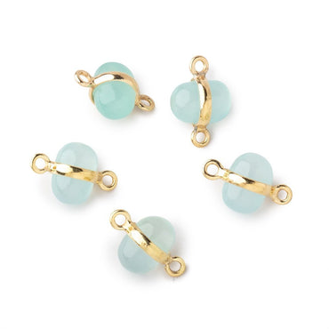 10x7mm Vermeil Bezel Seafoam Chalcedony Plain Oval Connector 1 Focal piece (ONLINE ORDER ONLY)