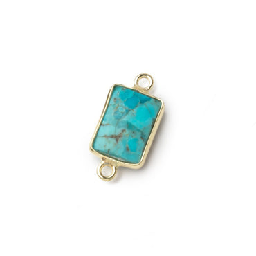 10x7mm Vermeil Bezel Turquoise Faceted Rectangle Connectors 1 piece (ONLINE ORDER ONLY)