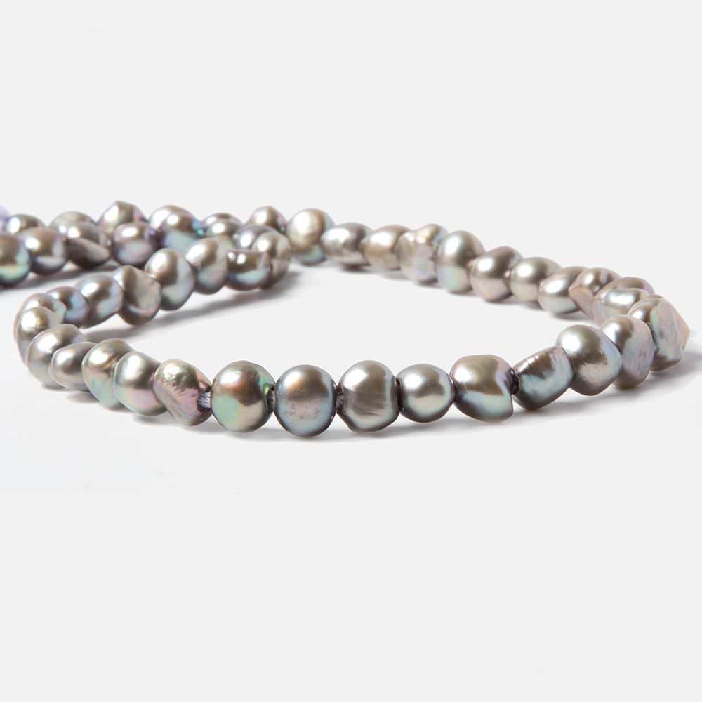 10x8-11x9mm Lamb's Ear Silver Baroque 2.5mm large hole Pearls 43 pcs 15 inch (ONLINE ORDER ONLY)