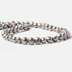 10x8-11x9mm Lamb's Ear Silver Baroque 2.5mm large hole Pearls 43 pcs 15 inch (ONLINE ORDER ONLY)
