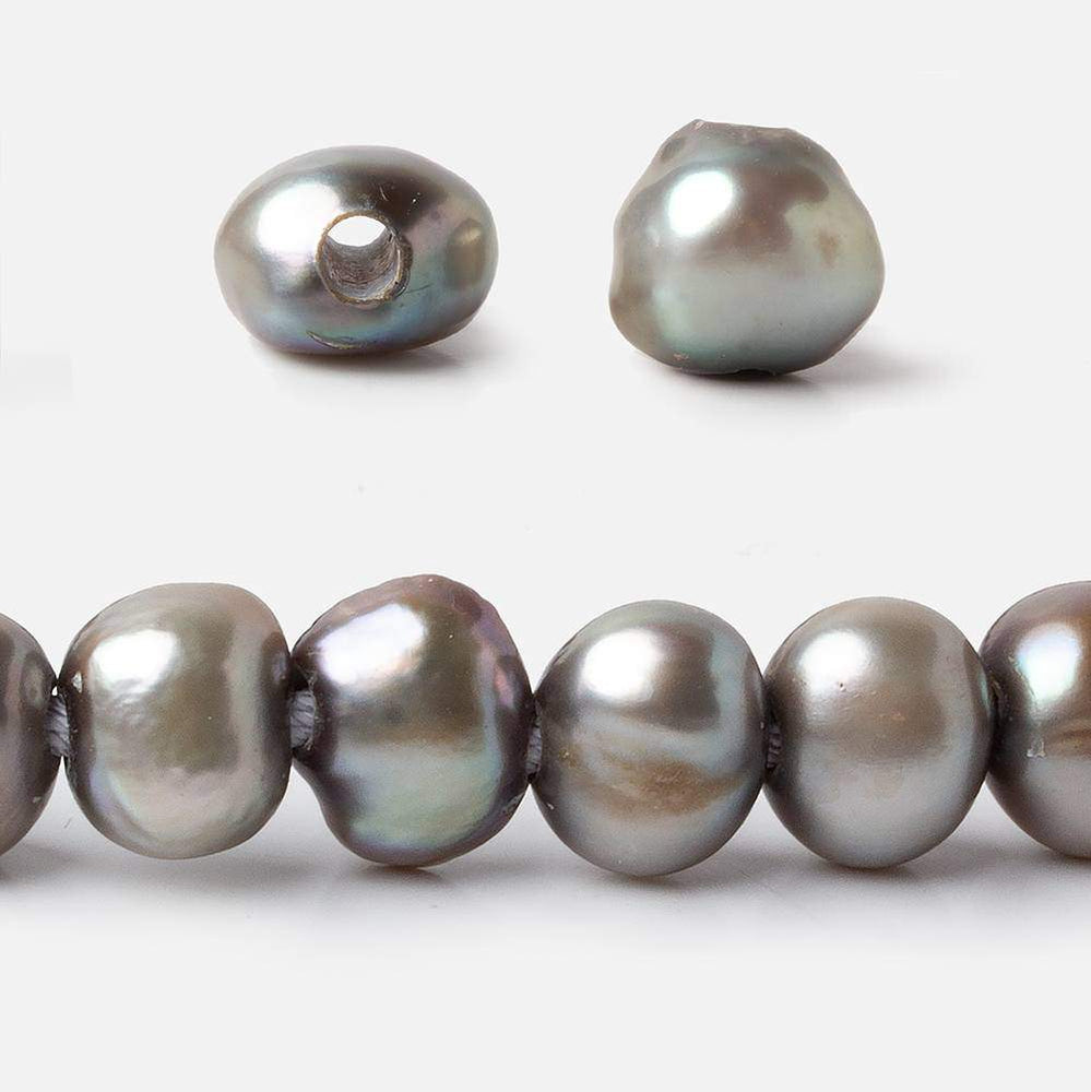 10x8-11x9mm Lamb's Ear Silver Baroque 2.5mm large hole Pearls 43 pcs 15 inch (ONLINE ORDER ONLY)