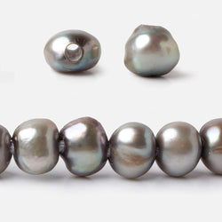 10x8-11x9mm Lamb's Ear Silver Baroque 2.5mm large hole Pearls 43 pcs 15 inch (ONLINE ORDER ONLY)