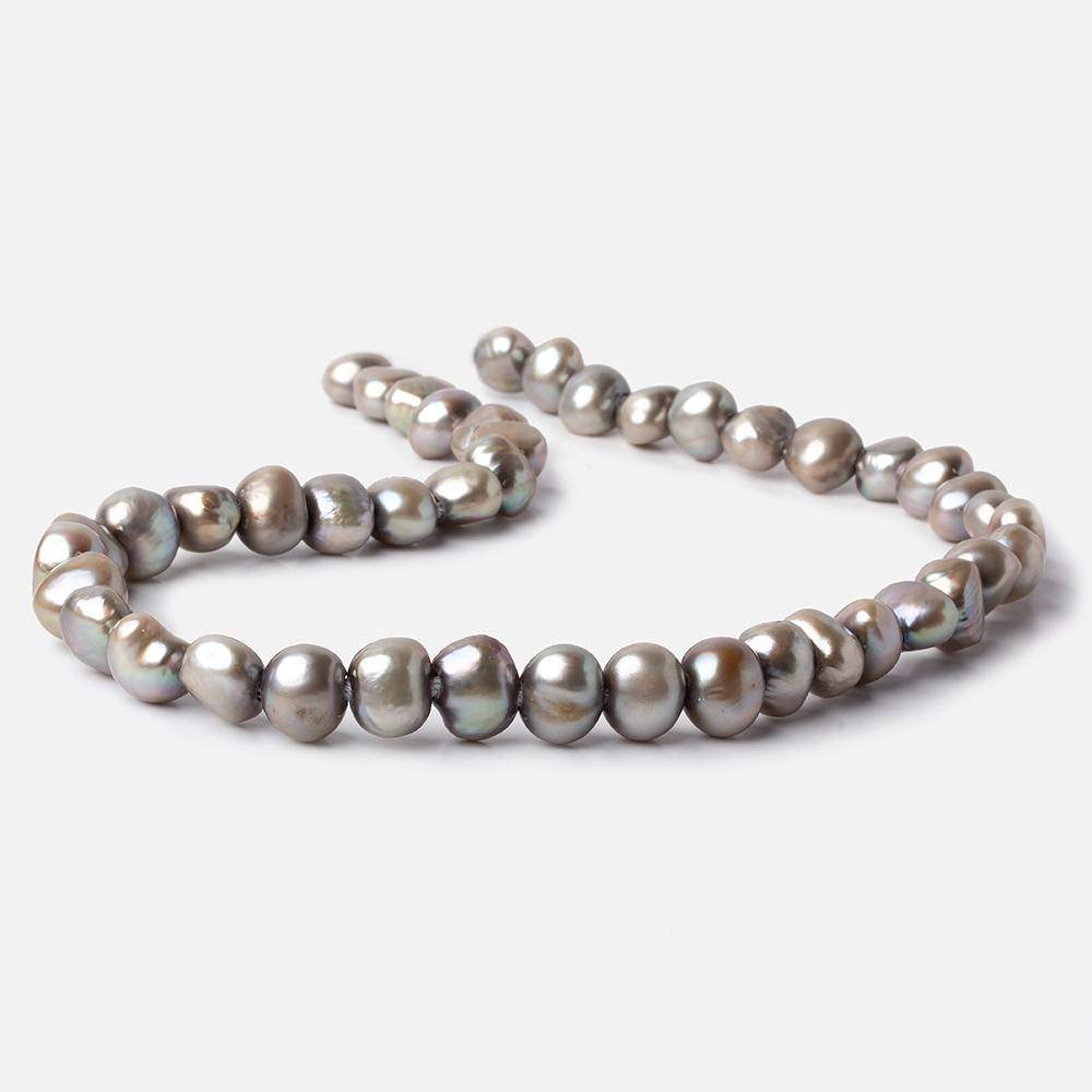 10x8-11x9mm Lamb's Ear Silver Baroque 2.5mm large hole Pearls 43 pcs 15 inch (ONLINE ORDER ONLY)