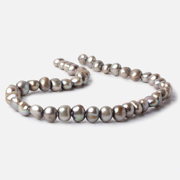 10x8-11x9mm Lamb's Ear Silver Baroque 2.5mm large hole Pearls 43 pcs 15 inch (ONLINE ORDER ONLY)