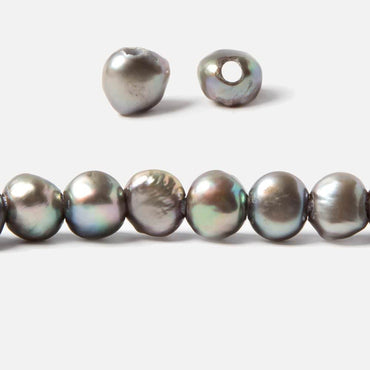 10x8-11x9mm Lamb's Ear Silver Baroque 2.5mm large hole Pearls 43 pcs 15 inch (ONLINE ORDER ONLY)