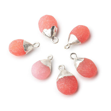 10x8-12x10mm Silver Leaf Frosted Watermelon Chalcedony plain pear Bead 1 piece (ONLINE ORDER ONLY)