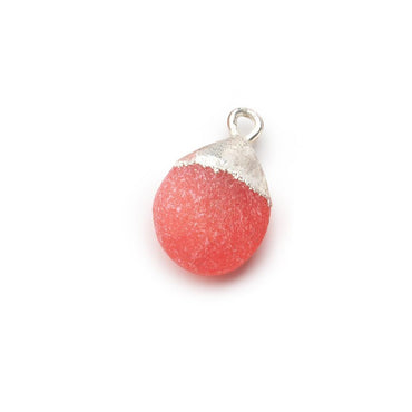 10x8-12x10mm Silver Leaf Frosted Watermelon Chalcedony plain pear Bead 1 piece (ONLINE ORDER ONLY)