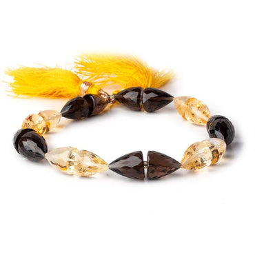 10x8-12x10mm Smoky Quartz and Citrine faceted cones 8 inches 18 Beads (ONLINE ORDER ONLY)