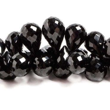 10x8-12x8mm Black Spinel Faceted Tear Drop Briolette 8 Inch 60 pieces (ONLINE ORDER ONLY)