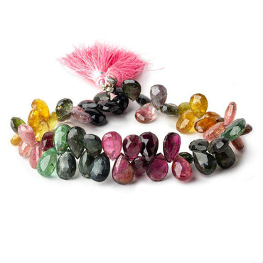 10x8-12x8mm Multi Color Tourmaline Faceted Pear Beads 8 inch 53 pcs AA (ONLINE ORDER ONLY)