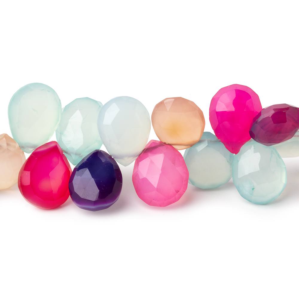 10x8-12x9mm Multi Color Chalcedony Faceted Pears 7.5 inch 46 Beads (ONLINE ORDER ONLY)